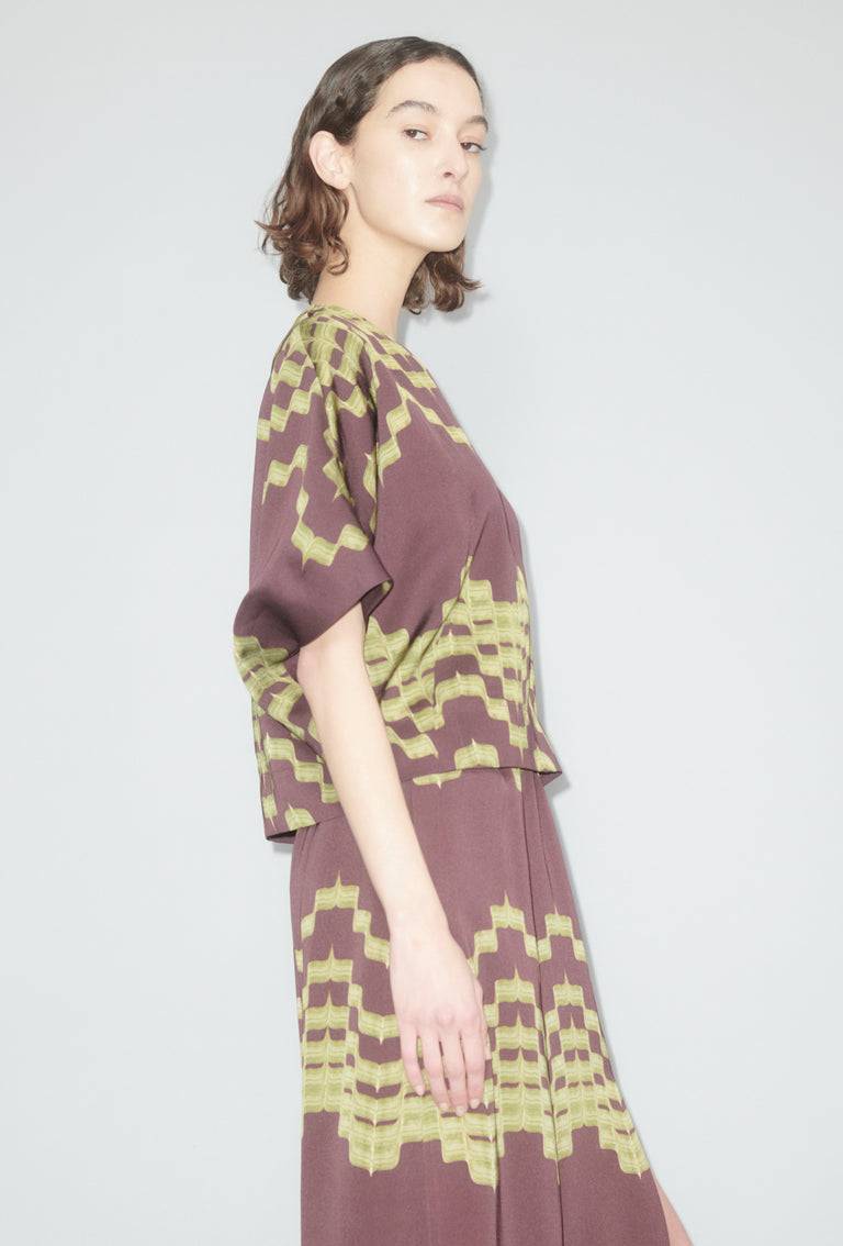 Odeeh Double Printed Degradè Bluse, Goldolive Sonderangebote