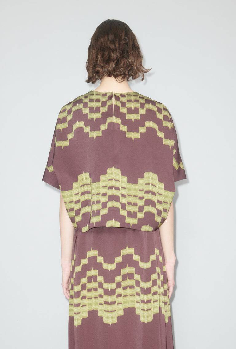 Odeeh Double Printed Degradè Bluse, Goldolive Sonderangebote
