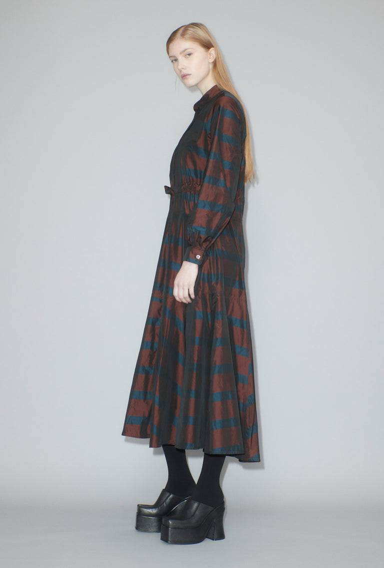 Odeeh Striped Taffeta Kleid, Burgundy Bis zu 50% Rabatt