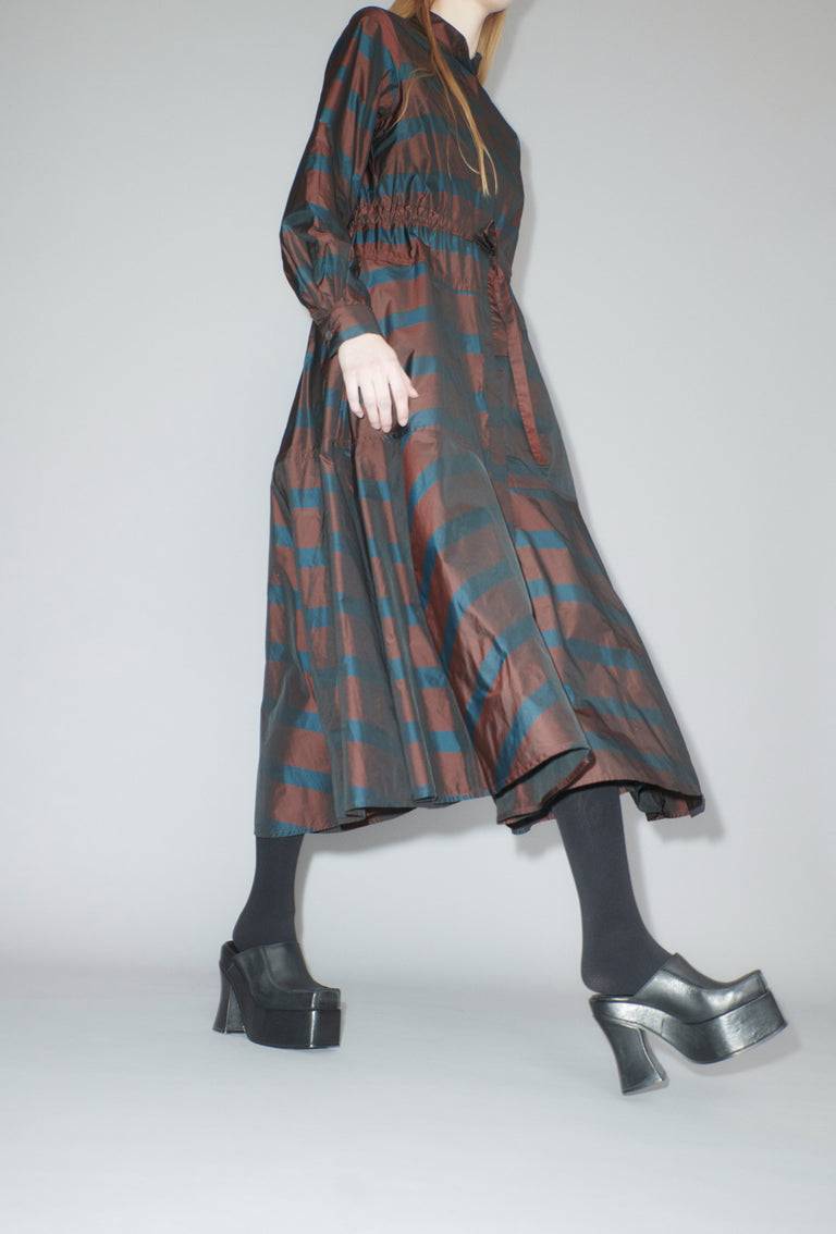 Odeeh Striped Taffeta Kleid, Burgundy Bis zu 50% Rabatt