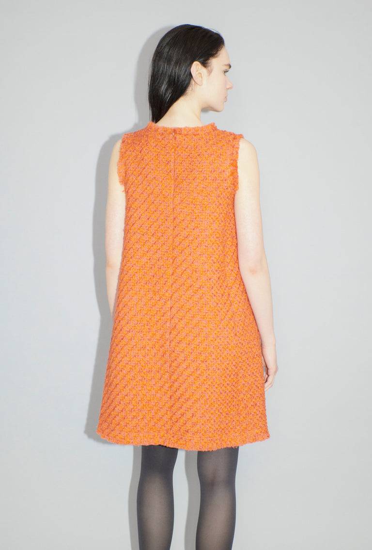 Odeeh Bouclé Tweed Kleid, Mandarin Bis zu 65% Rabatt