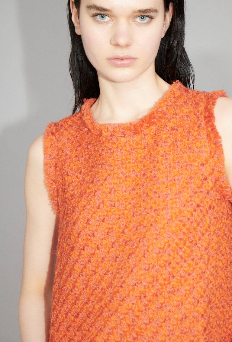 Odeeh Bouclé Tweed Kleid, Mandarin Bis zu 65% Rabatt