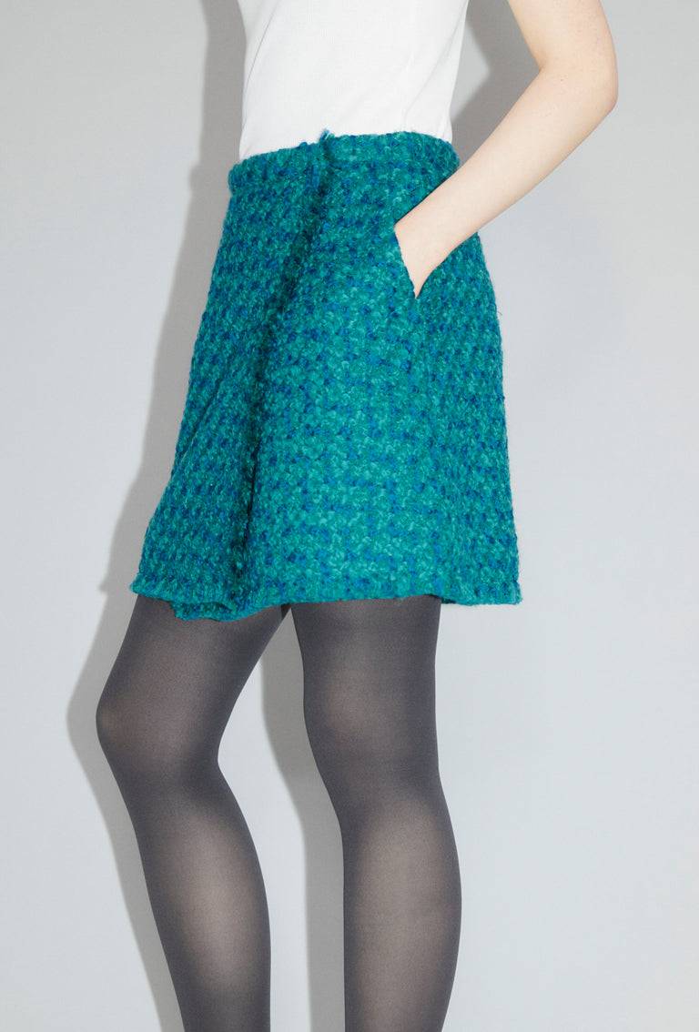 Odeeh Bouclé Tweed Rock, Dark Peacock Nur für heute