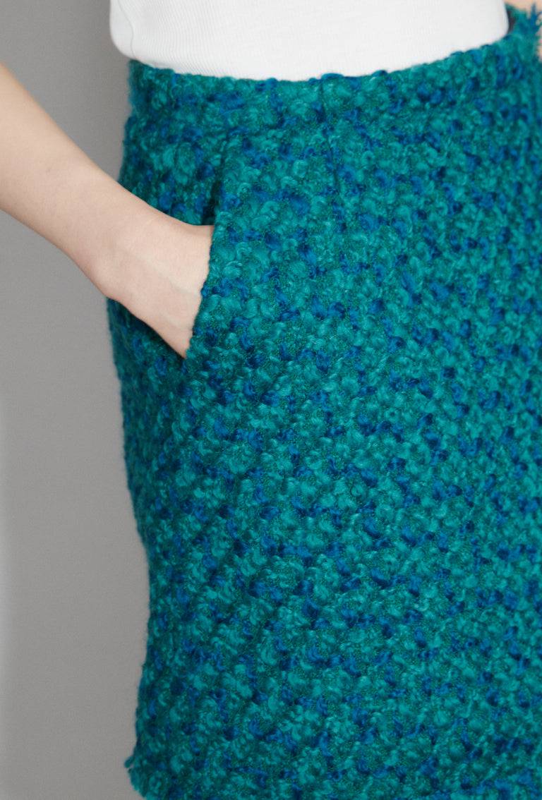 Odeeh Bouclé Tweed Rock, Dark Peacock Nur für heute