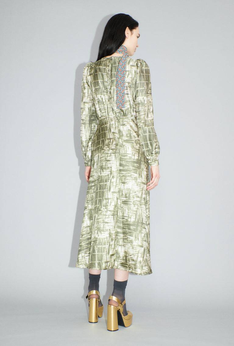 Odeeh Paintbrush Texture Kleid, Dark Olive 50% Rabatt mit kostenlosem Versand