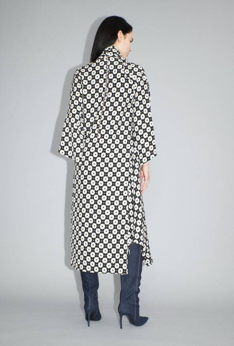 Odeeh Geometric Flowers Kleid, Black White Clearance-Verkauf