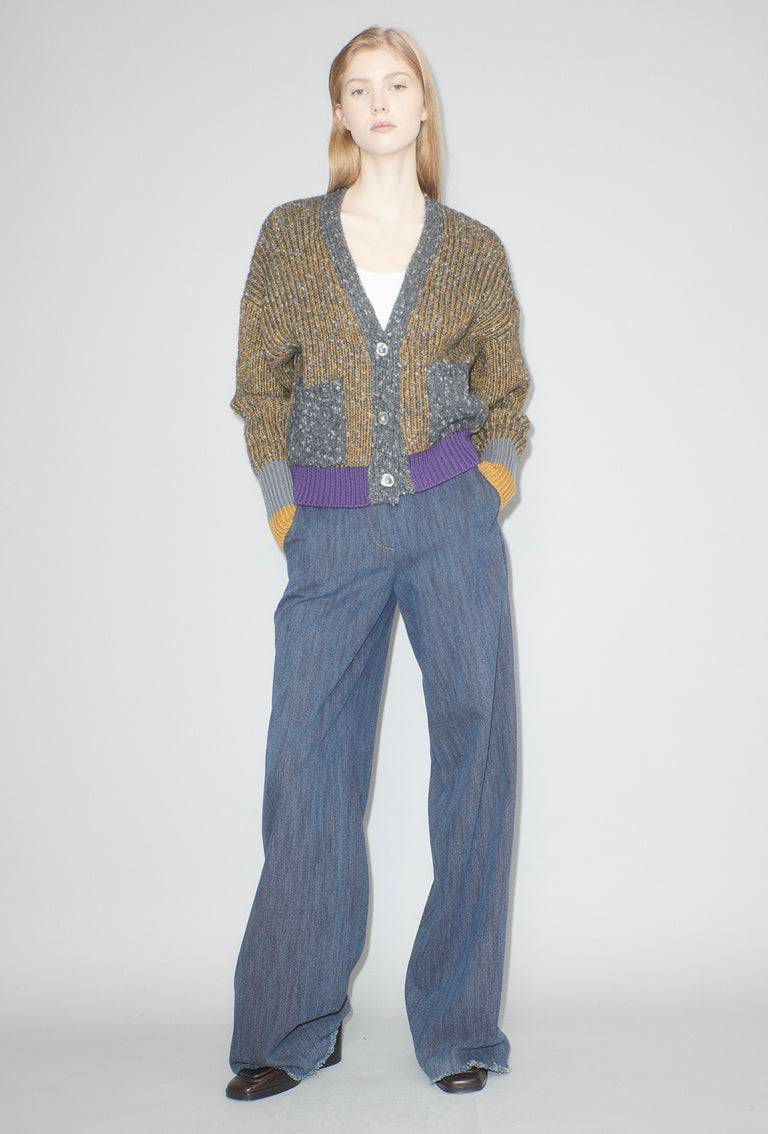 Odeeh Slub Tweed Cardigan, Olive Brown Begrenztes Angebot