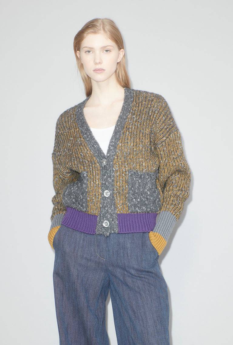 Odeeh Slub Tweed Cardigan, Olive Brown Begrenztes Angebot