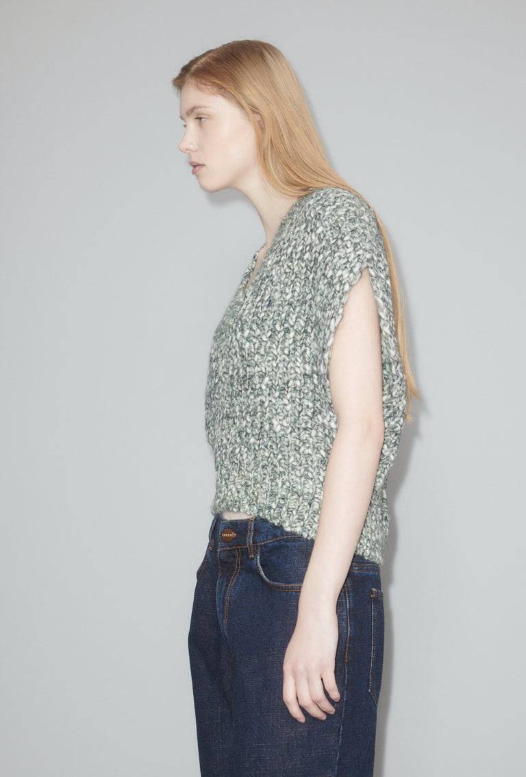 Odeeh Marbled Alpaca Wool Pullunder, Verdigris Exklusivangebot