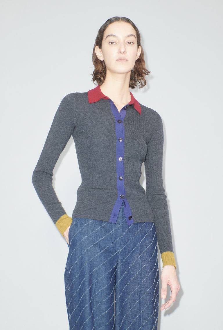 Odeeh Stretch Merino Cardigan, Charcoal Cyber Monday