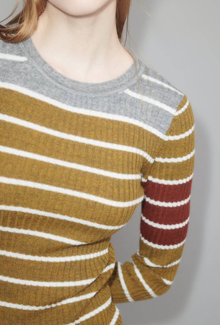 Odeeh Placed Stripe Pullover, Greengold Weihnachtsangebot
