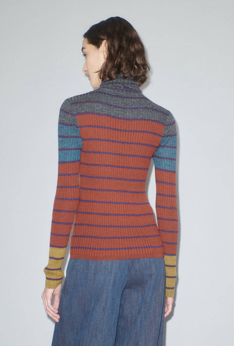 Odeeh Placed Stripe Pullover, Dark Copper Muttertagsangebot