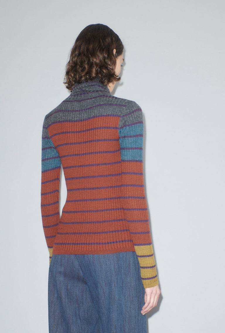 Odeeh Placed Stripe Pullover, Dark Copper Muttertagsangebot
