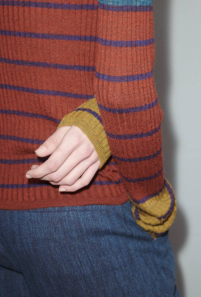 Odeeh Placed Stripe Pullover, Dark Copper Muttertagsangebot