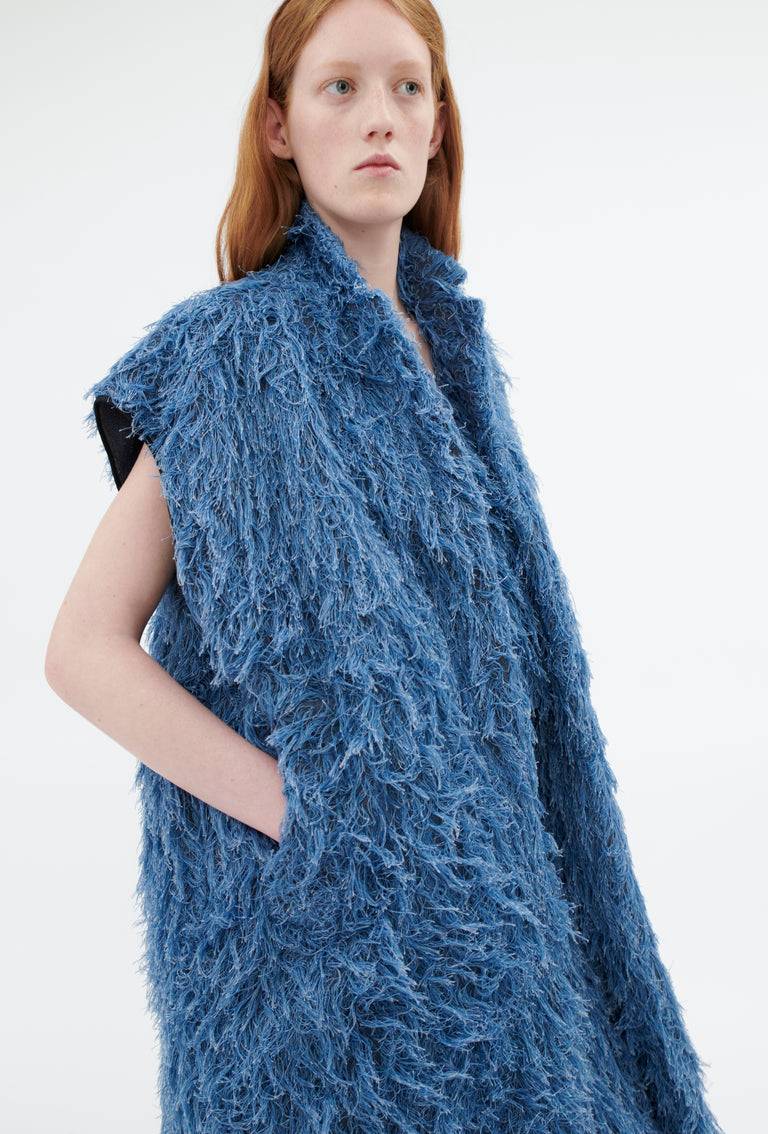 Odeeh Delavé Fringes Weste, Light Indigo Bis zu 50% Rabatt