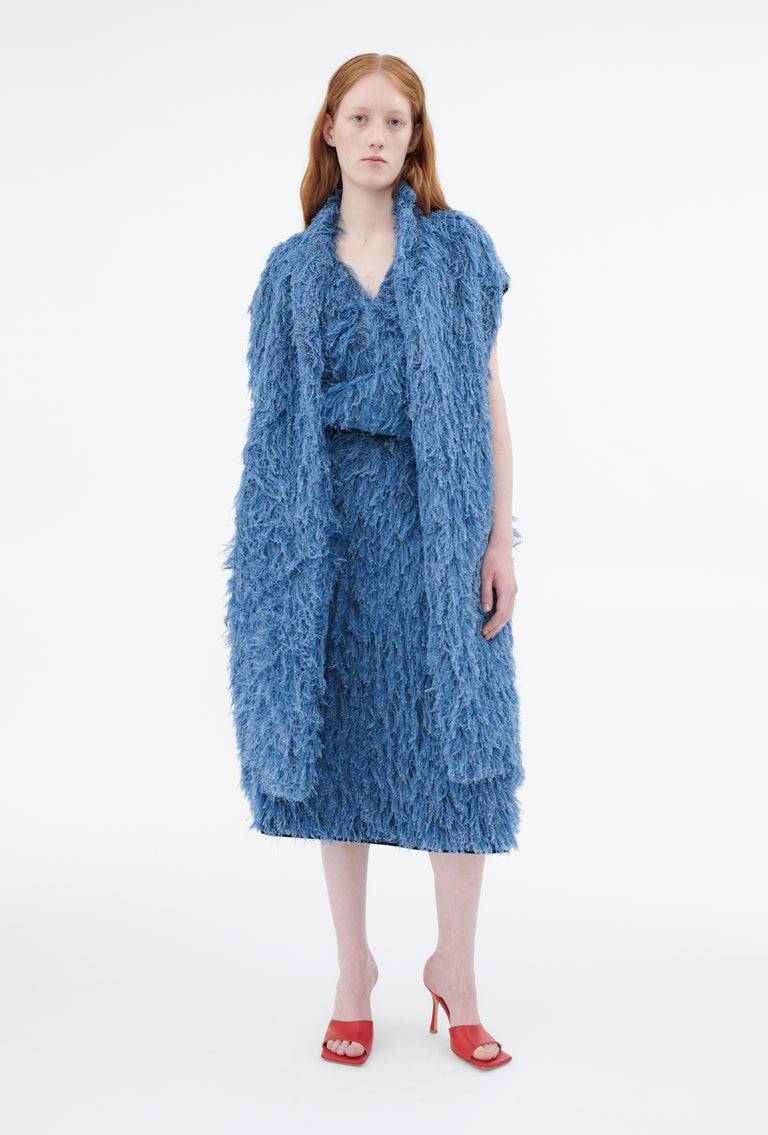 Odeeh Delavé Fringes Weste, Light Indigo Bis zu 50% Rabatt
