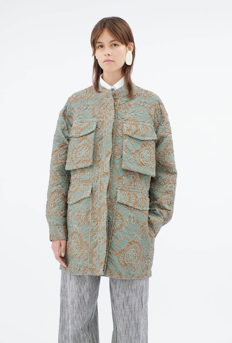 Odeeh Flower Camouflage Matelassé Jacke, Sea Green Bis zu 60% Rabatt