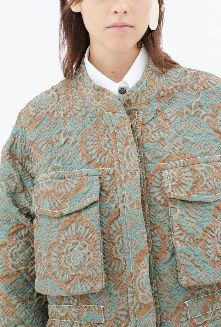 Odeeh Flower Camouflage Matelassé Jacke, Sea Green Bis zu 60% Rabatt