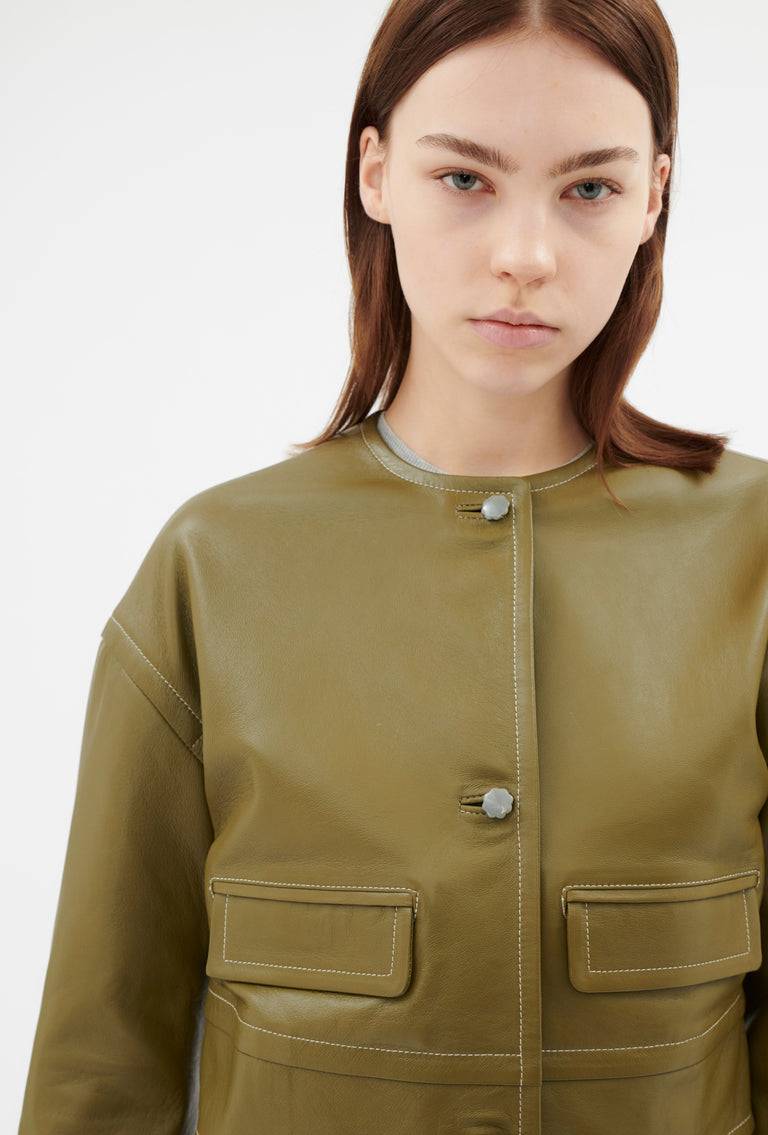 Odeeh Lamb Nappa Wet Look Jacke, Goldolive Bis zu 65% Rabatt