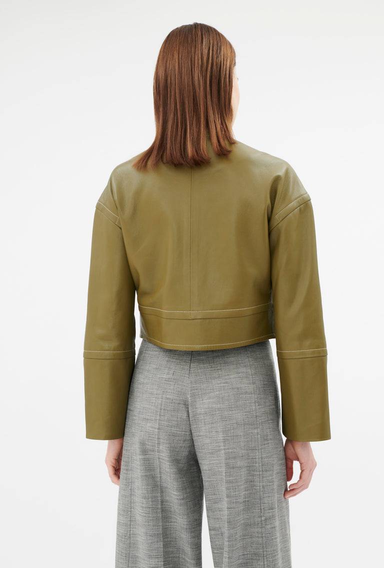 Odeeh Lamb Nappa Wet Look Jacke, Goldolive Bis zu 65% Rabatt