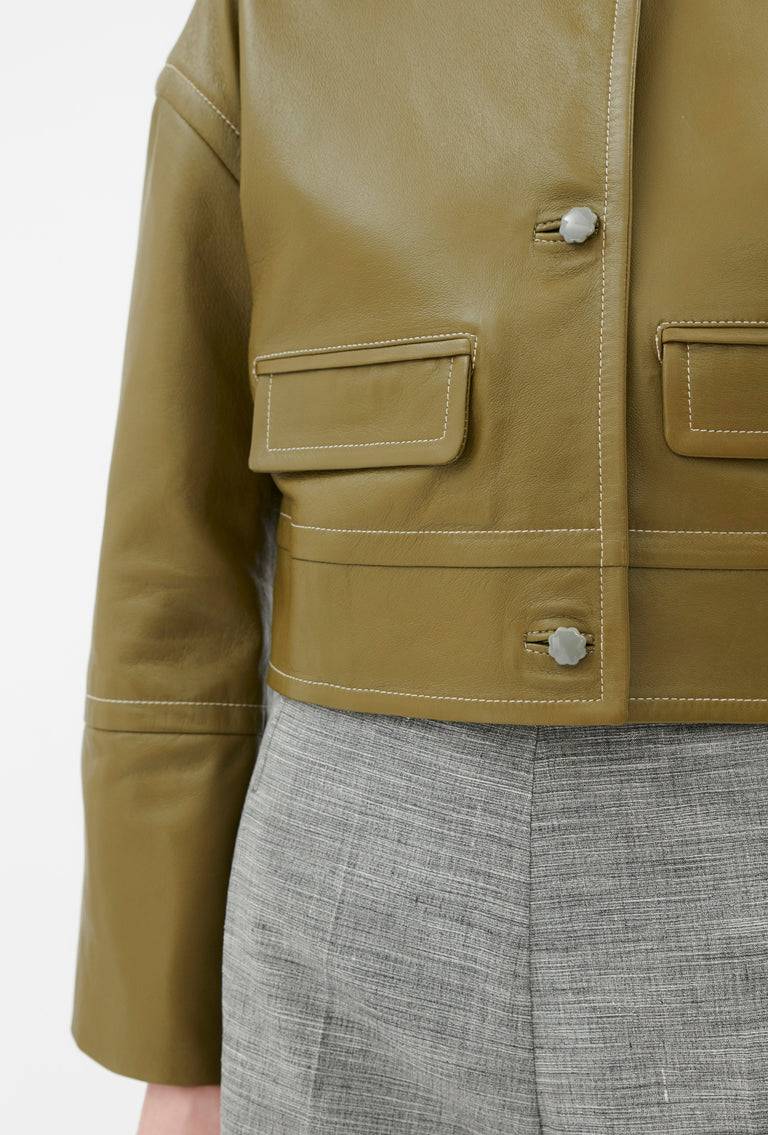 Odeeh Lamb Nappa Wet Look Jacke, Goldolive Bis zu 65% Rabatt