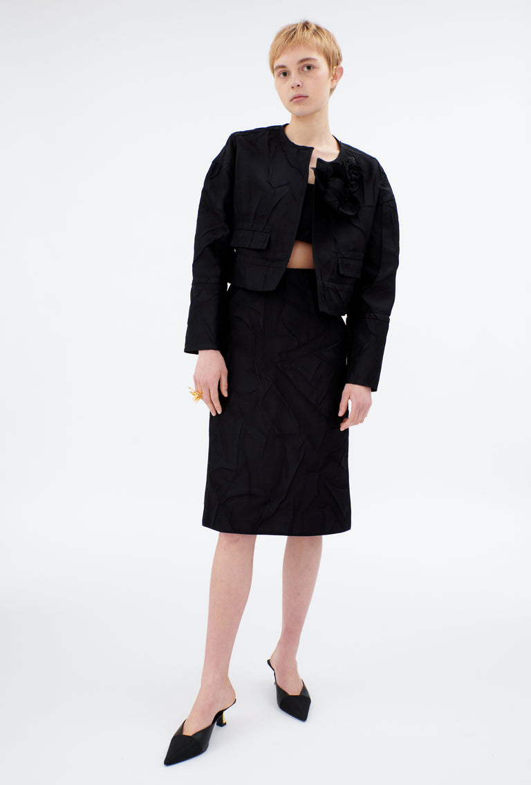 Odeeh Crinkled Duchesse Jacke, Jet Black Nur für heute