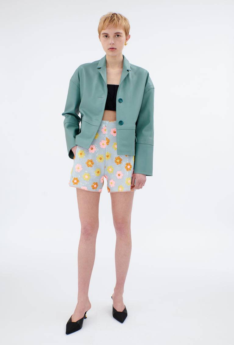 Odeeh Lamb Nappa Wet Look Jacke, Lake Green Nur noch ein Tag übrig