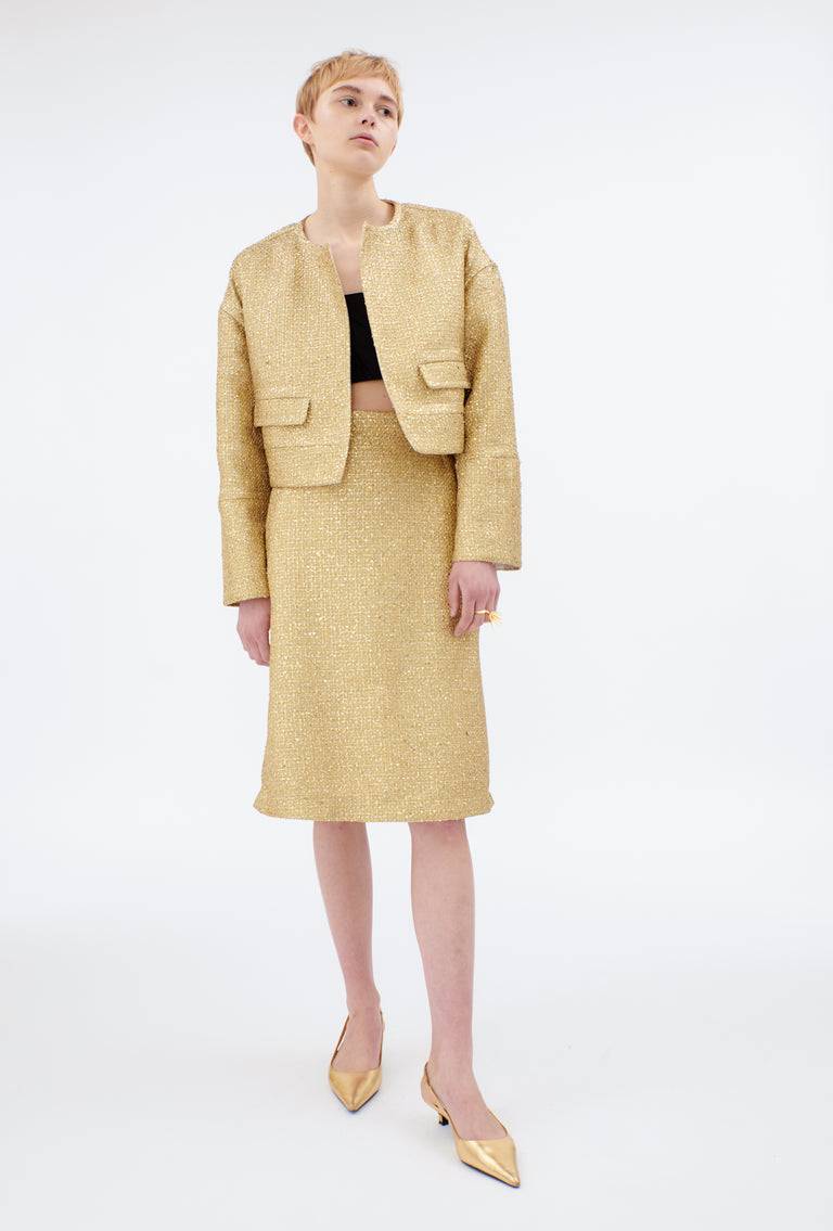 Odeeh Gold Brocade Jacke, Gold Super Rabatt