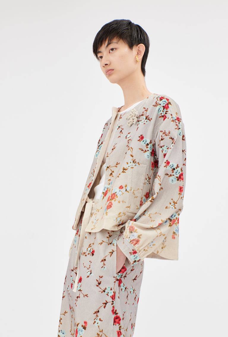 Odeeh "Mini Bouquets / Stamped Corduroy Degradé Jacke, Acqua Riesige Rabatte