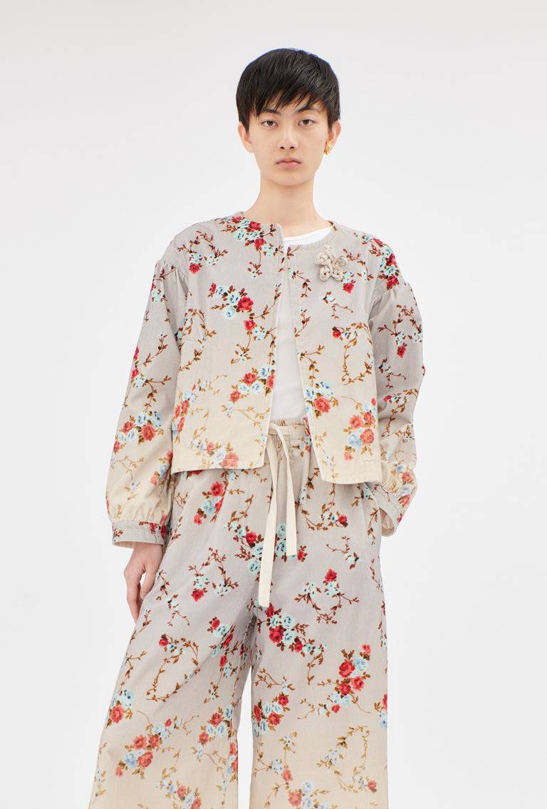 Odeeh "Mini Bouquets / Stamped Corduroy Degradé Jacke, Acqua Riesige Rabatte