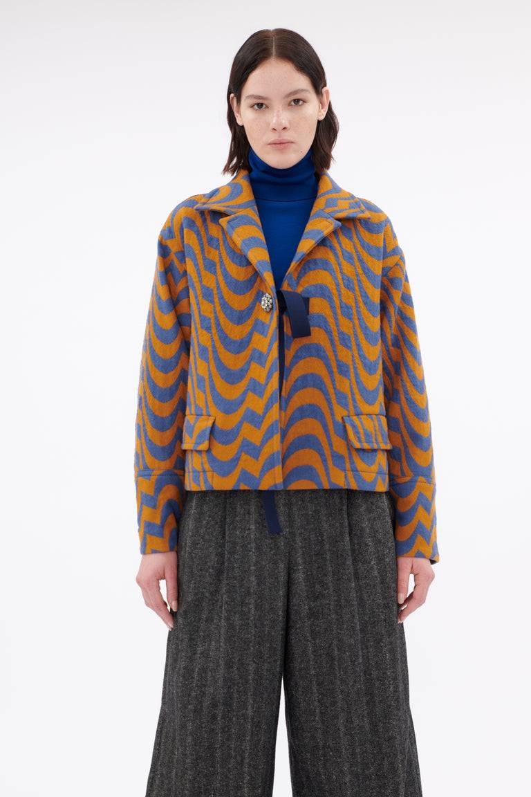 Odeeh Abstract Waves Jacke, Dark Cobalt 50% Rabatt mit kostenlosem Versand