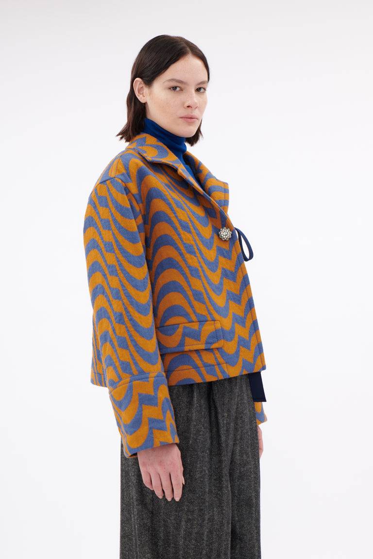 Odeeh Abstract Waves Jacke, Dark Cobalt 50% Rabatt mit kostenlosem Versand