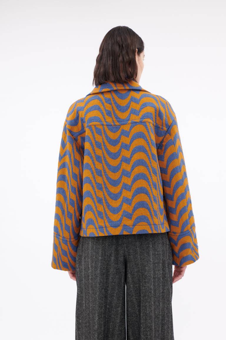 Odeeh Abstract Waves Jacke, Dark Cobalt 50% Rabatt mit kostenlosem Versand