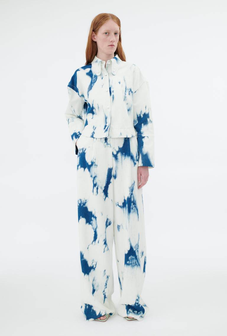Odeeh Tie Dye Denim "Made in Italy" Hose, Blue White Clearance-Verkauf