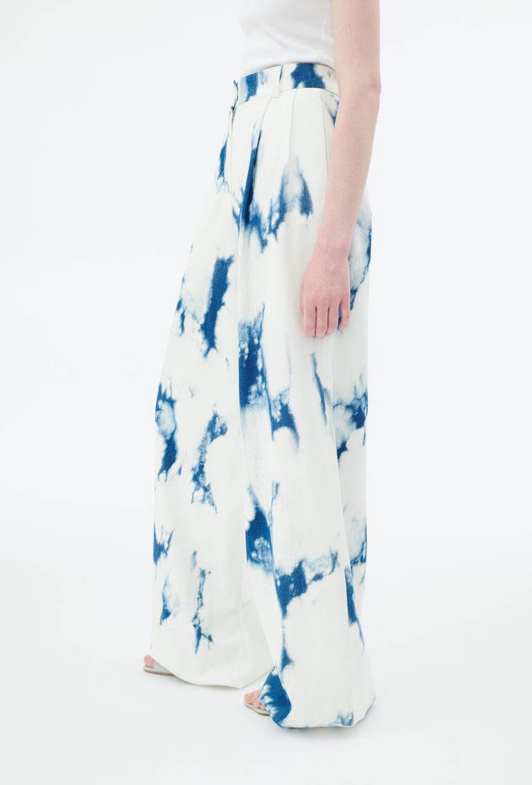 Odeeh Tie Dye Denim "Made in Italy" Hose, Blue White Clearance-Verkauf
