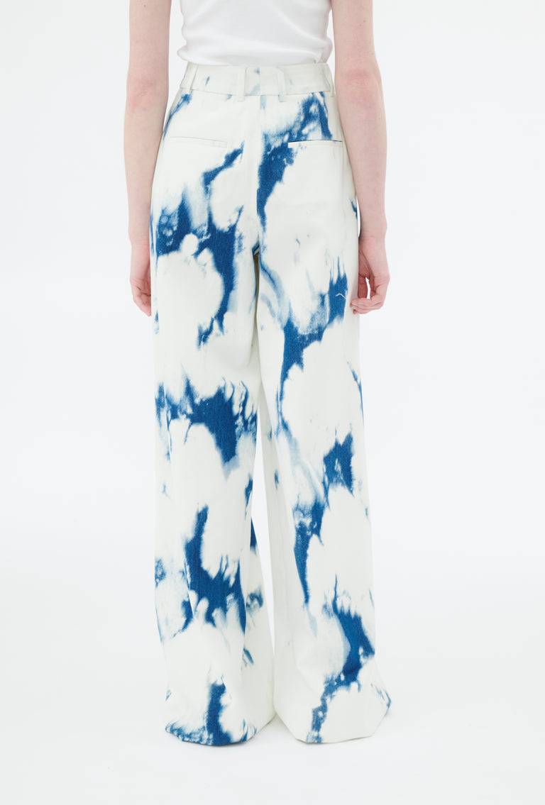 Odeeh Tie Dye Denim "Made in Italy" Hose, Blue White Clearance-Verkauf