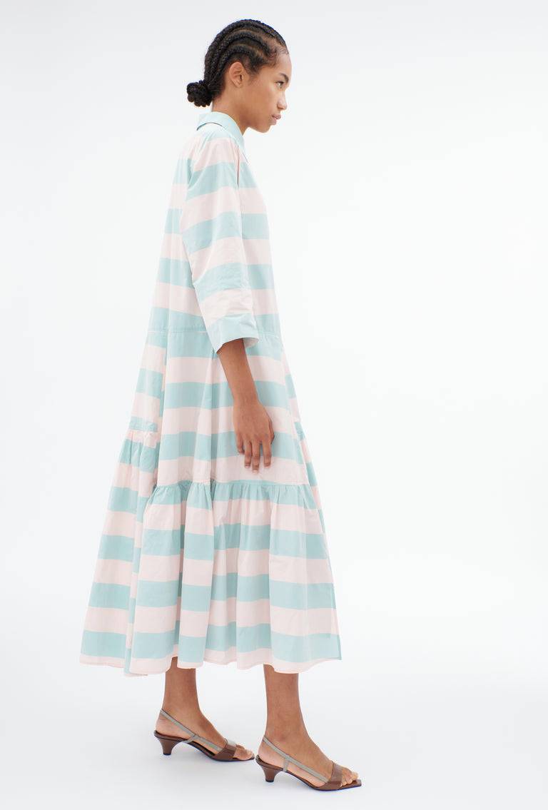 Odeeh Taffeta Block Stripe Kleid, Sorbet Fabrikladen