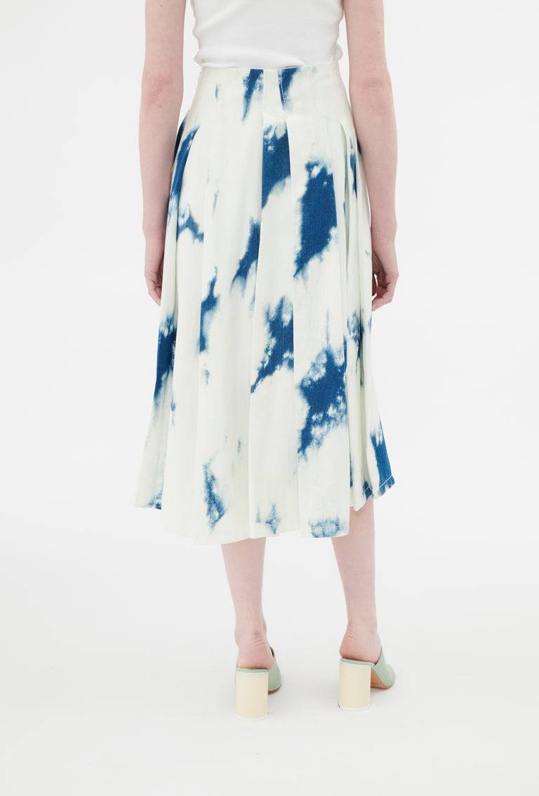 Odeeh Tie Dye Denim "Made in Italy" Rock, Blue White Speichern exportieren