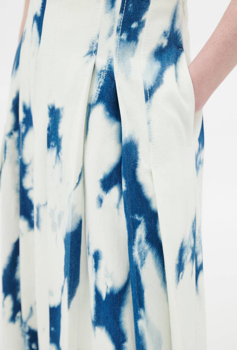 Odeeh Tie Dye Denim "Made in Italy" Rock, Blue White Speichern exportieren