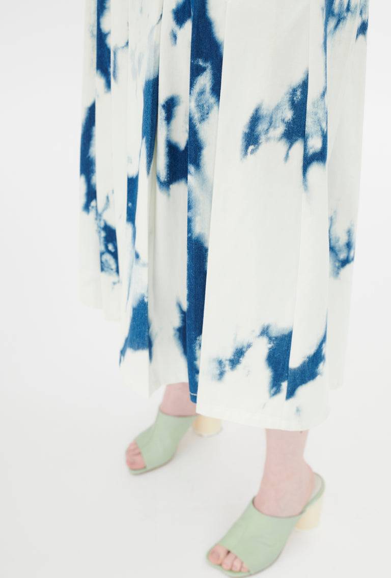 Odeeh Tie Dye Denim "Made in Italy" Rock, Blue White Speichern exportieren