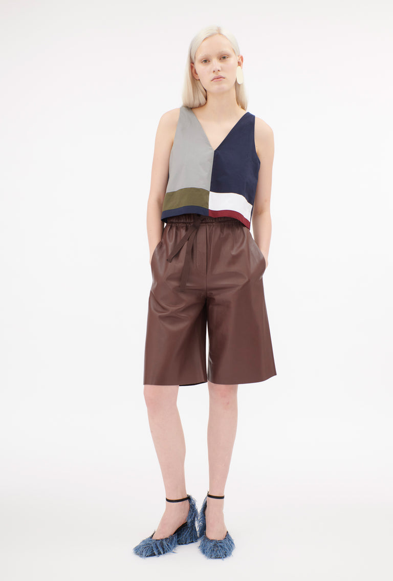 Odeeh Cotton Popeline Top, Navy Verkauf
