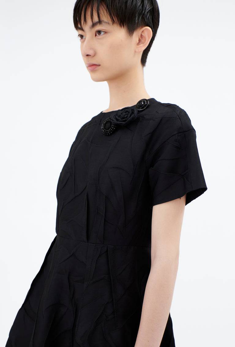 Odeeh Crinkled Duchesse Kleid, Jet Black Schlussverkauf