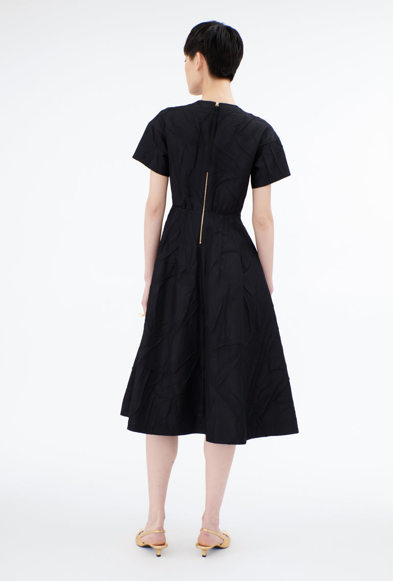 Odeeh Crinkled Duchesse Kleid, Jet Black Schlussverkauf