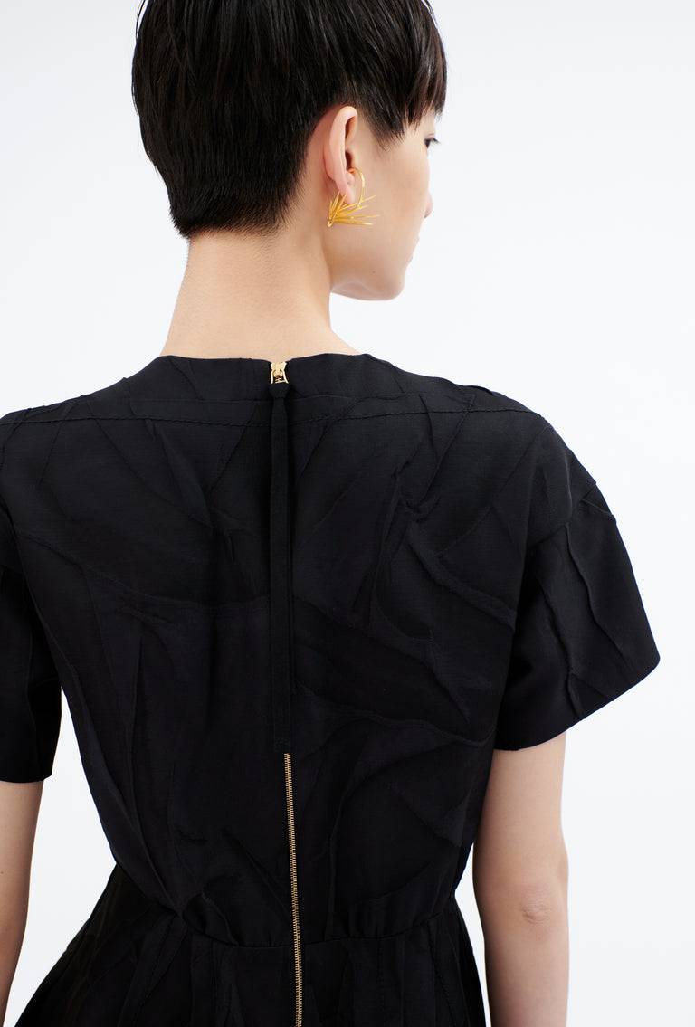 Odeeh Crinkled Duchesse Kleid, Jet Black Schlussverkauf