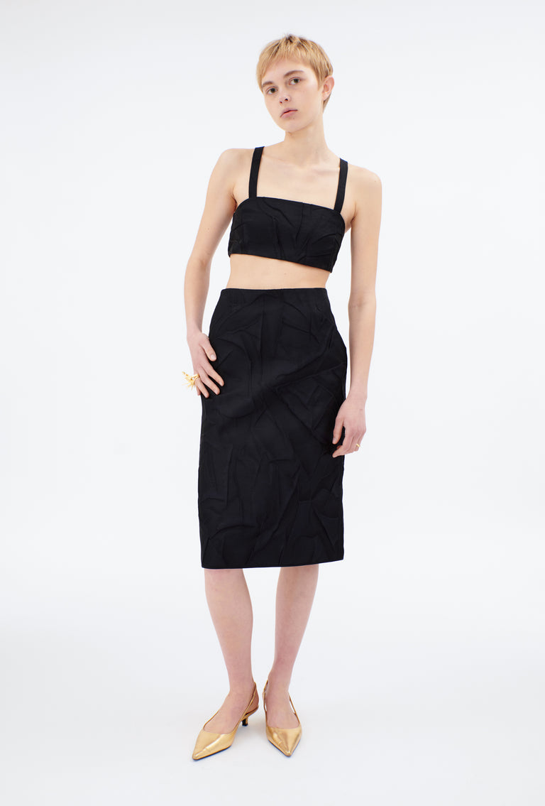 Odeeh Crinkled Duchesse Top, Jet Black Günstiger Verkauf