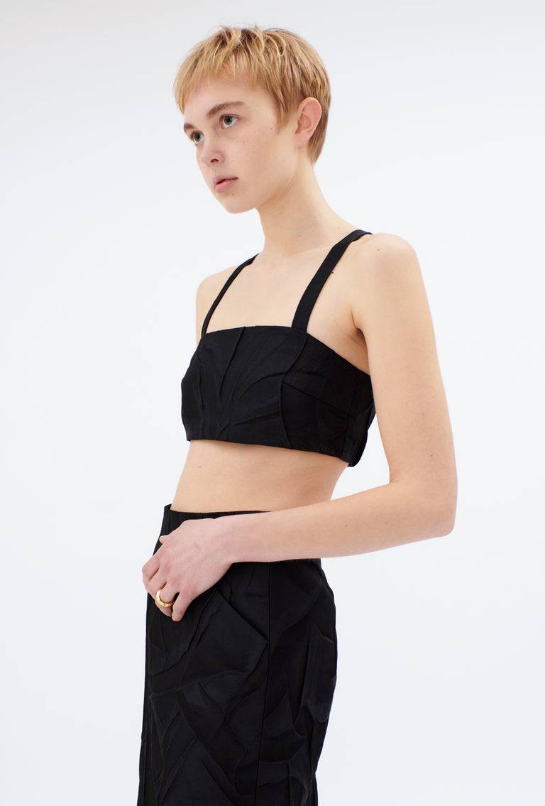 Odeeh Crinkled Duchesse Top, Jet Black Günstiger Verkauf
