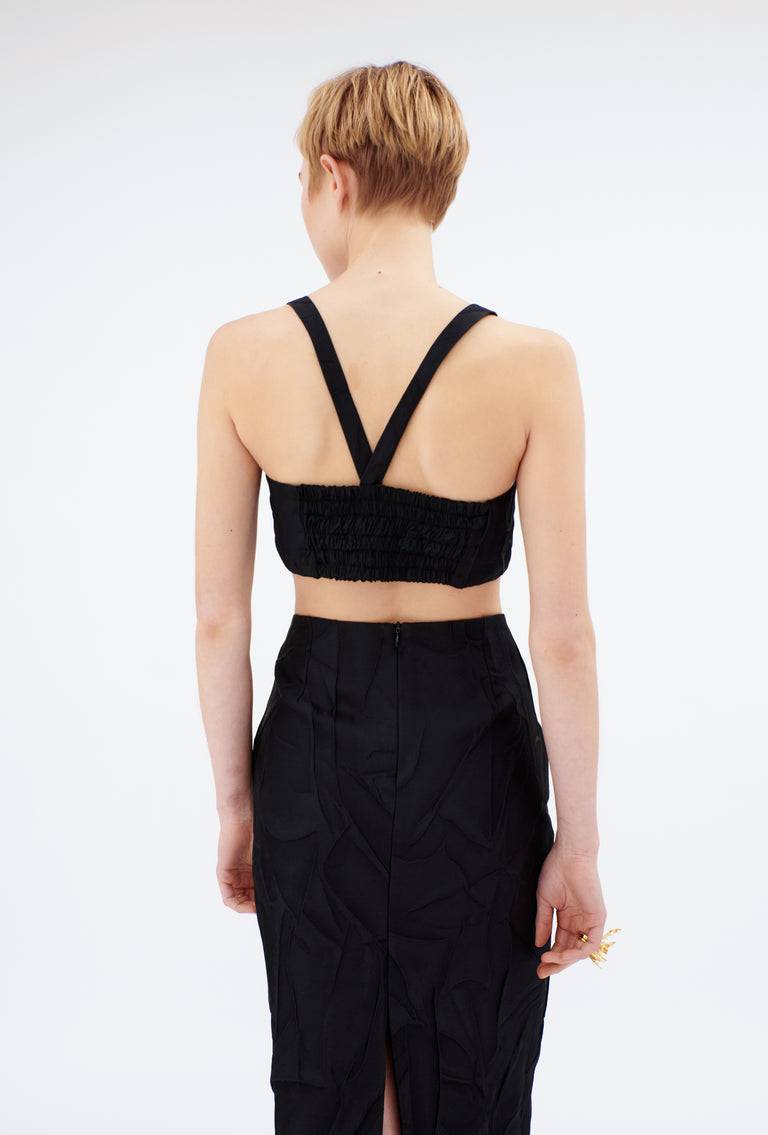 Odeeh Crinkled Duchesse Top, Jet Black Günstiger Verkauf