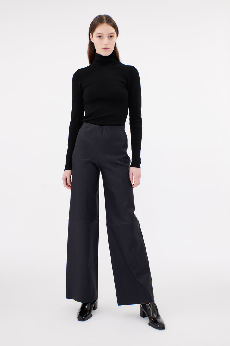 Odeeh Stretch Lamb Nappa Hose, Blackblue Fabrikverkauf