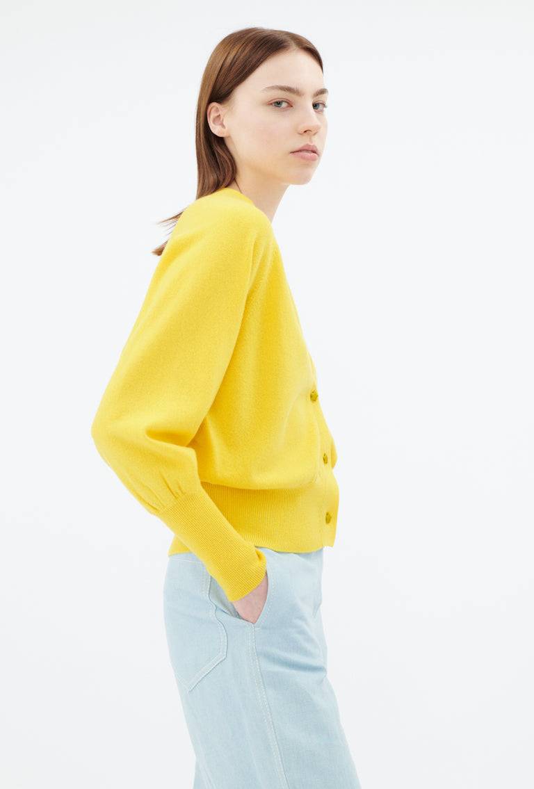 Odeeh Light Cashmere Cardigan, Canary Yellow Vierteljährliche Förderung