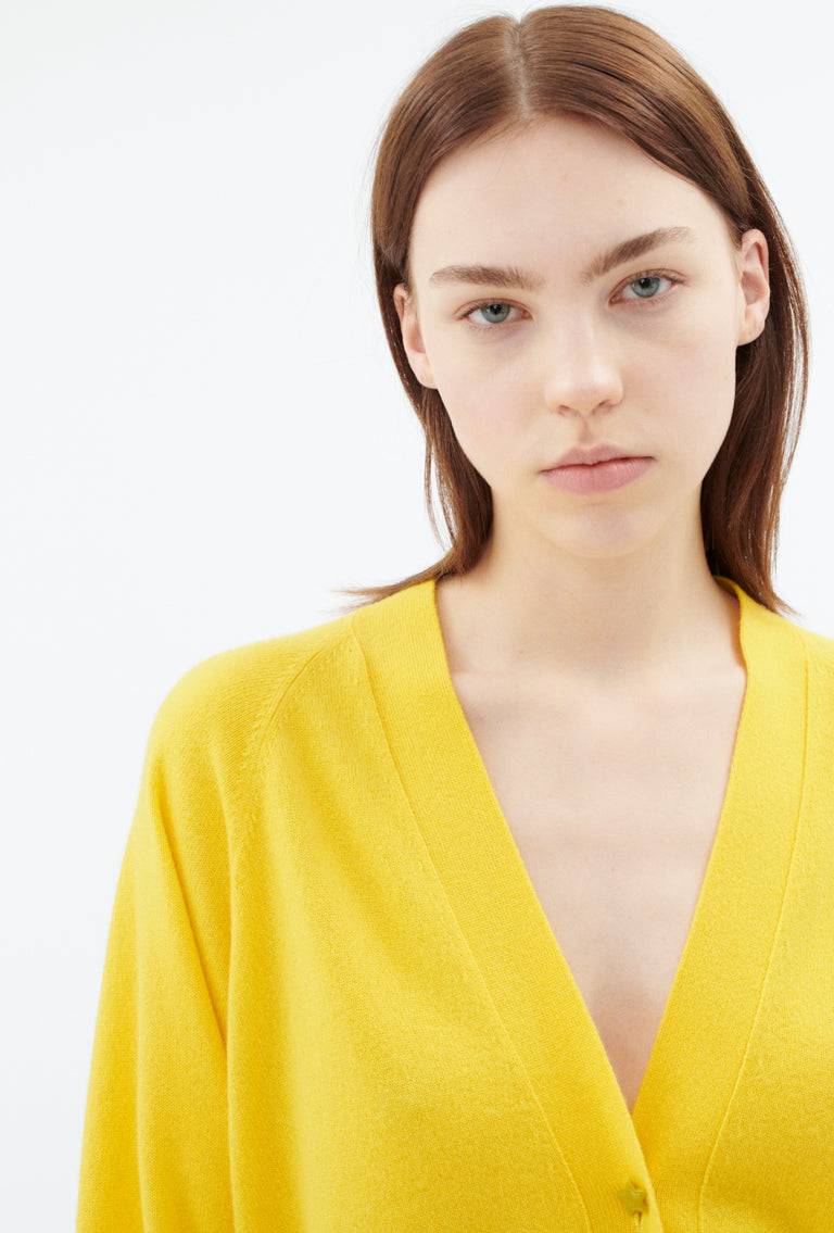 Odeeh Light Cashmere Cardigan, Canary Yellow Vierteljährliche Förderung